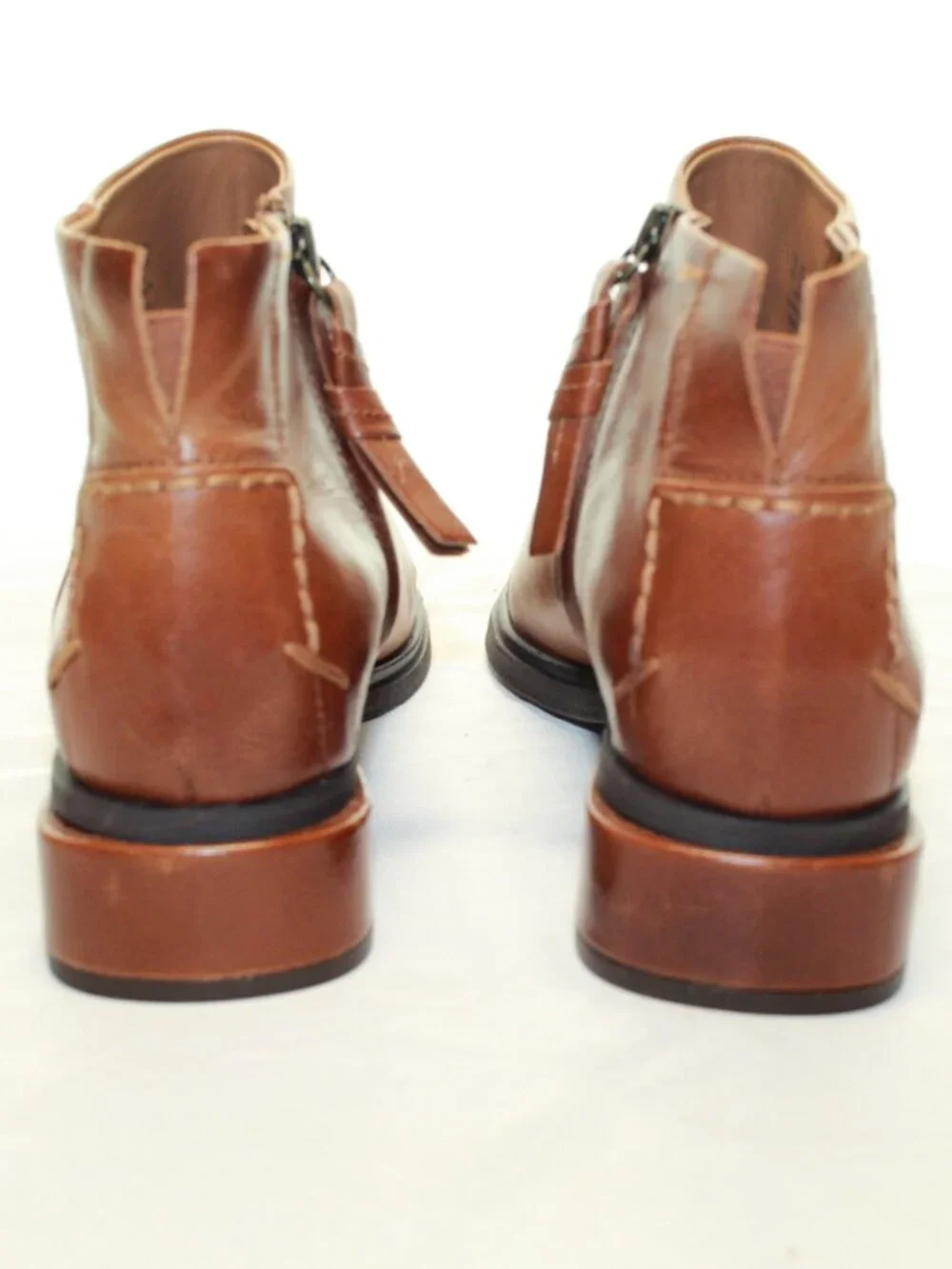 Sarto by Franco Sarto SZ 8M Saddle Brown NEMI Soft Leather Side Zip Ankle Boots